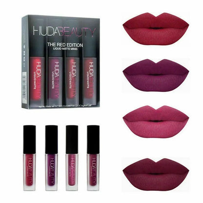 4pcs Matte Lip Gloss Cosmetic Lip Care Kit