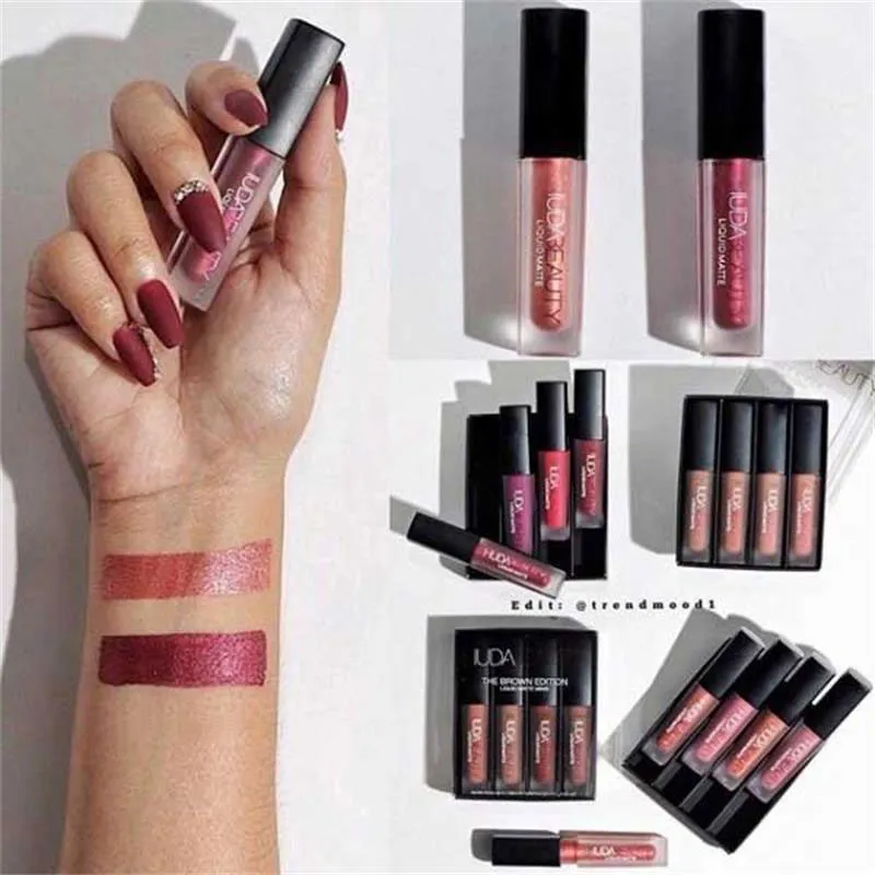 4pcs Matte Lip Gloss Cosmetic Lip Care Kit